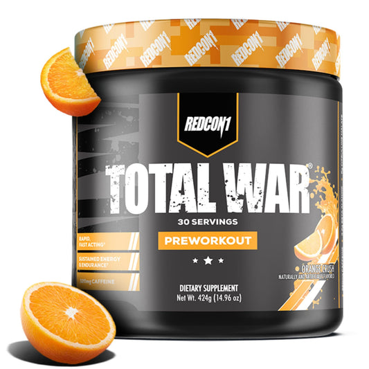 REDCON1 Total War Preworkout - Contains 320mg of Caffeine from Green Tea, Juniper & Beta Alanine - Pre Work Out with Amino Acids to Increase Pump, Energy + Endurance (Orange Crush, 30 Servings)